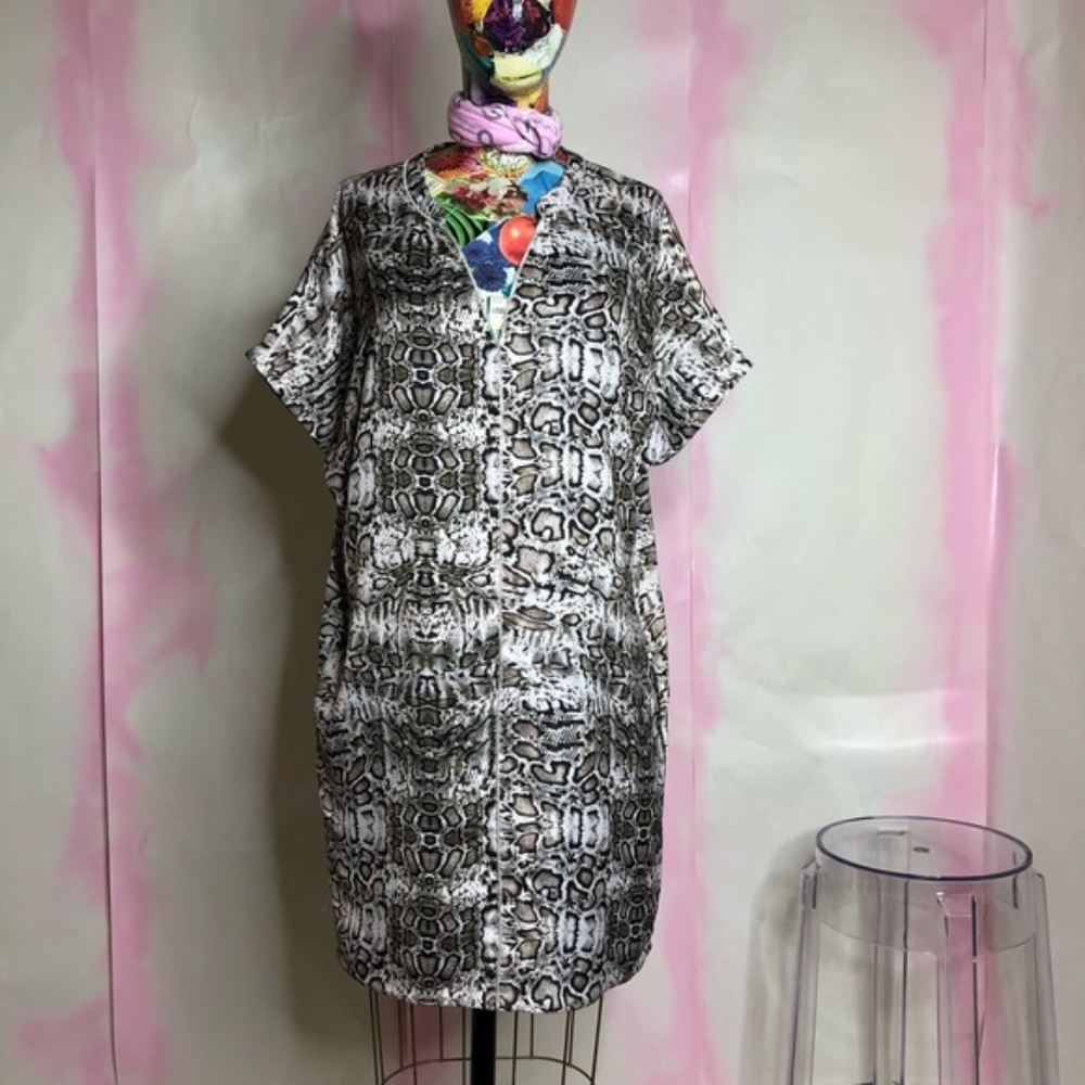 H HALSTON Animal Print Tunic Snake Dress Shift - Picture 2 of 7
